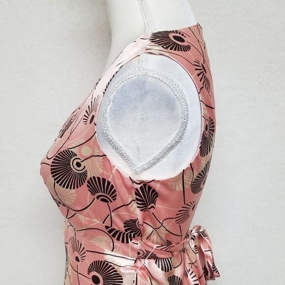 LAUNDRY by Shelli Segal Silk Tie Back V-Neck Sleeveless Floral Slip Dress - Picture 8 of 11